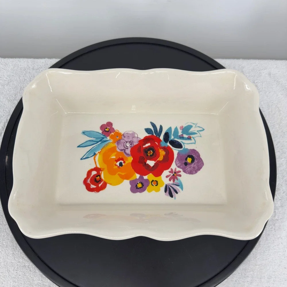 The Pioneer Woman Breezy Blossom Rectangular Baker Floral Stoneware Casserole